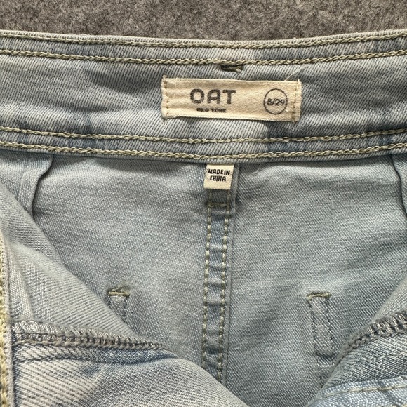 OAT New York Jeans Womens Size 8/29 Light Blue High Rise Wide Leg Baggy Raw Hem - Picture 6 of 10